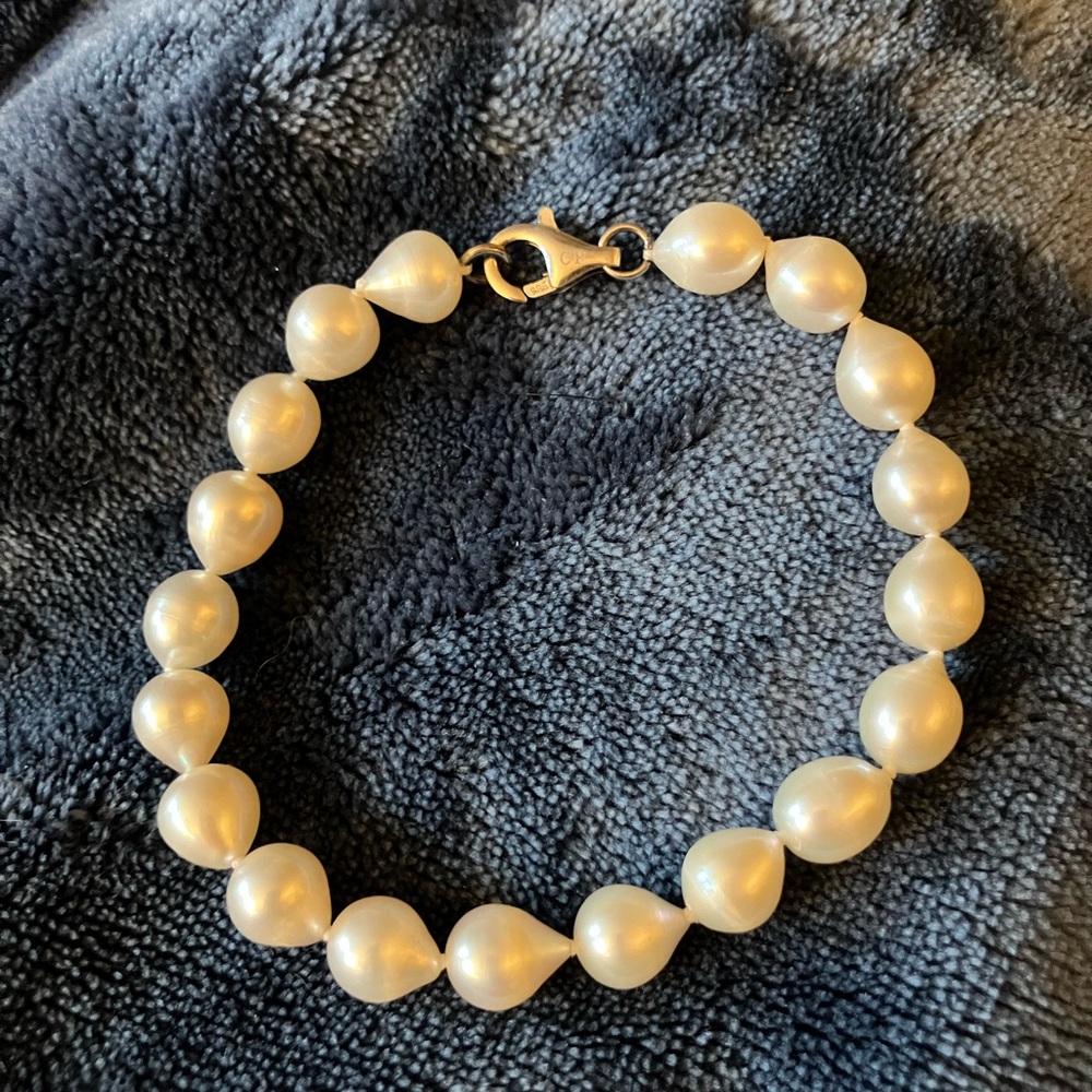 Teardrop Cultured Pearl Bracelet Clasp 8” Wedding Prom Church